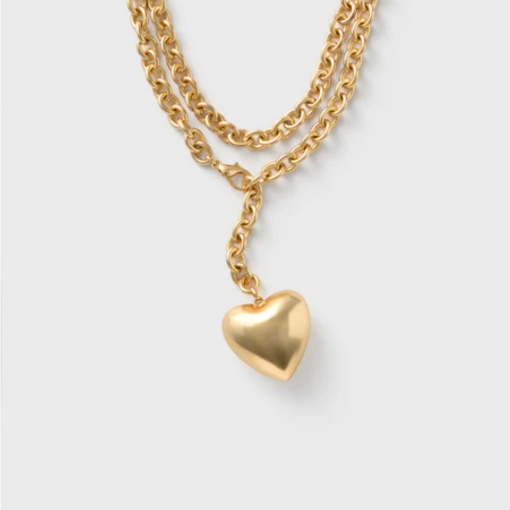 NWT Tuckernuck Gold Heart Pendant Necklace - Picture 3 of 4